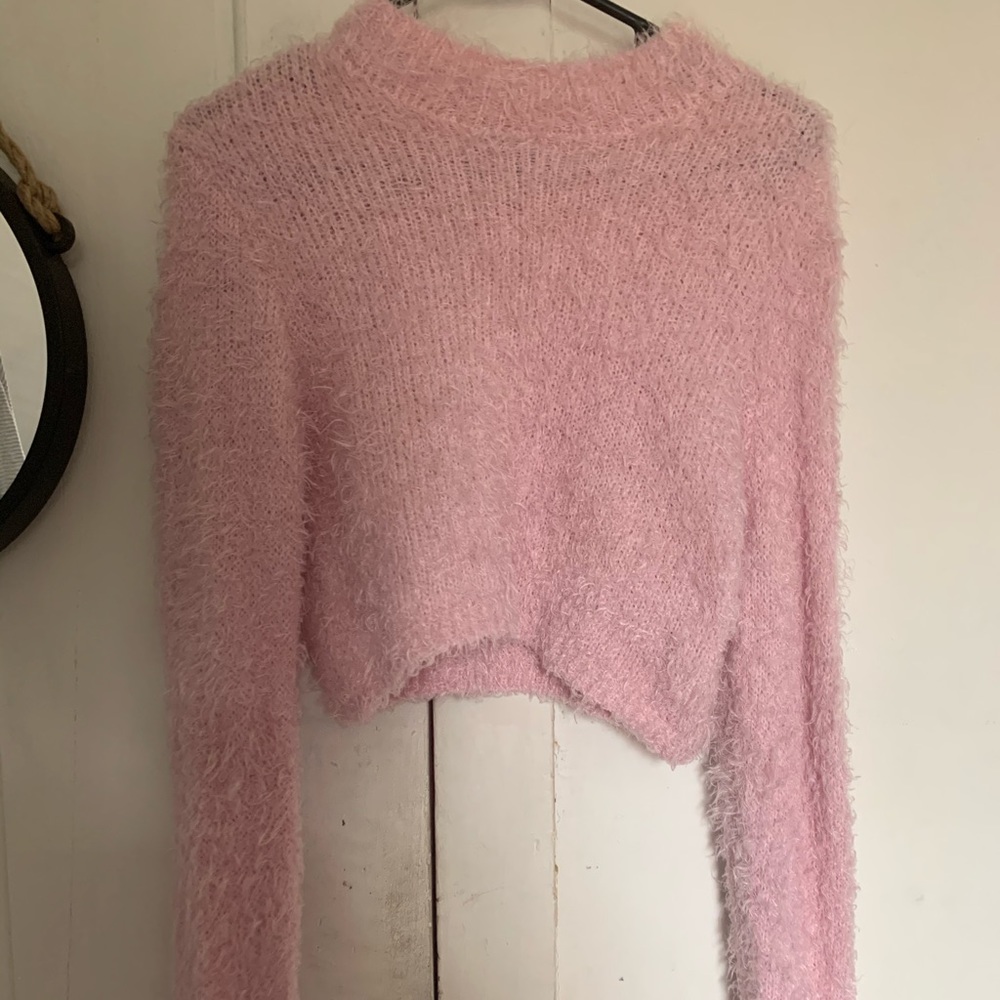 Size Medium Wild Fable Pink Fuzzy crop top sweater